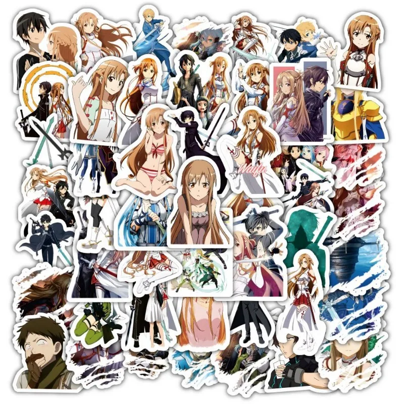 60pcs Sword and Sword God Domain Cartoon Stickers Suitcase Water Cup Stationery Mobile Phone Car Laptop Refrigerator Decoration