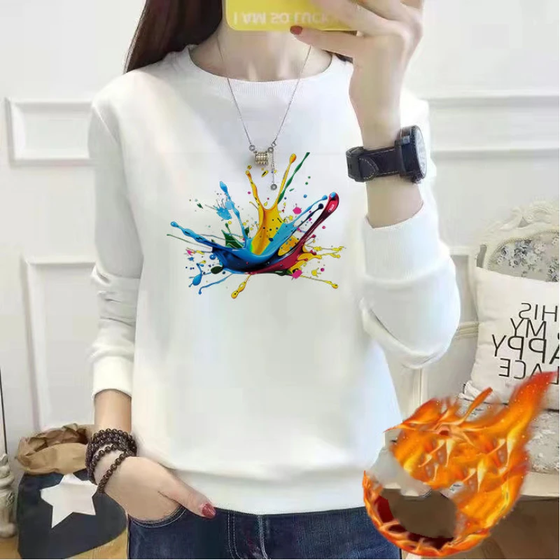 

Spring Autumn High Street Commute Lantern Long Sleeve Women's Round Neck Letter Geometri Printing Pullover Flocking Tops