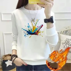 Spring Autumn High Street Commute Lantern Long Sleeve Women's Round Neck Letter Geometri Printing Pullover Flocking Tops