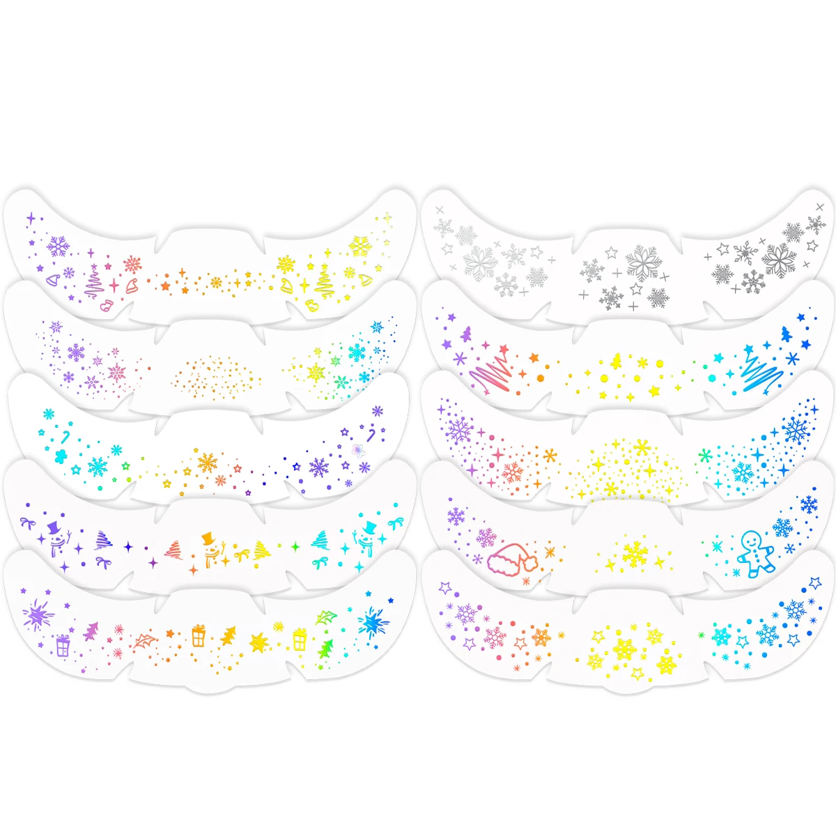 10 قطعة عيد الميلاد الوجه لصاقات وشم الليزر ندفة الثلج نجوم البولكا نقطة النمش وهمية ملصقات الوشم المؤقت لمهرجان الحفلات #2