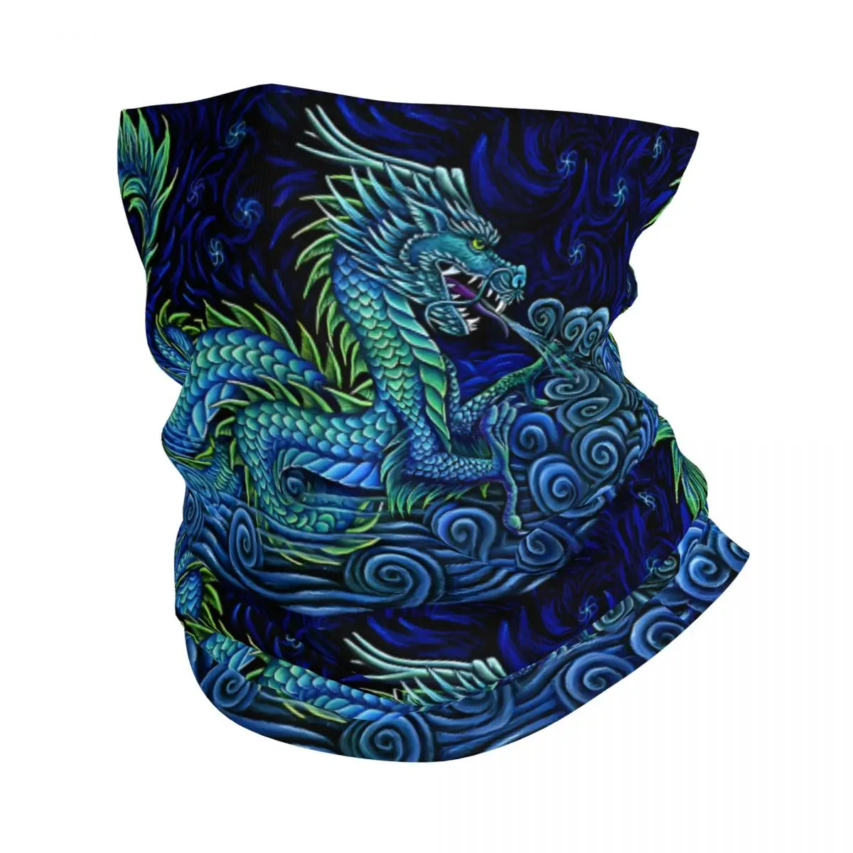 Chinese Azure Dragon Bath Mat Headband Neck Cycling Tube Scarf Bandana Gaiter All Seasons Unisex