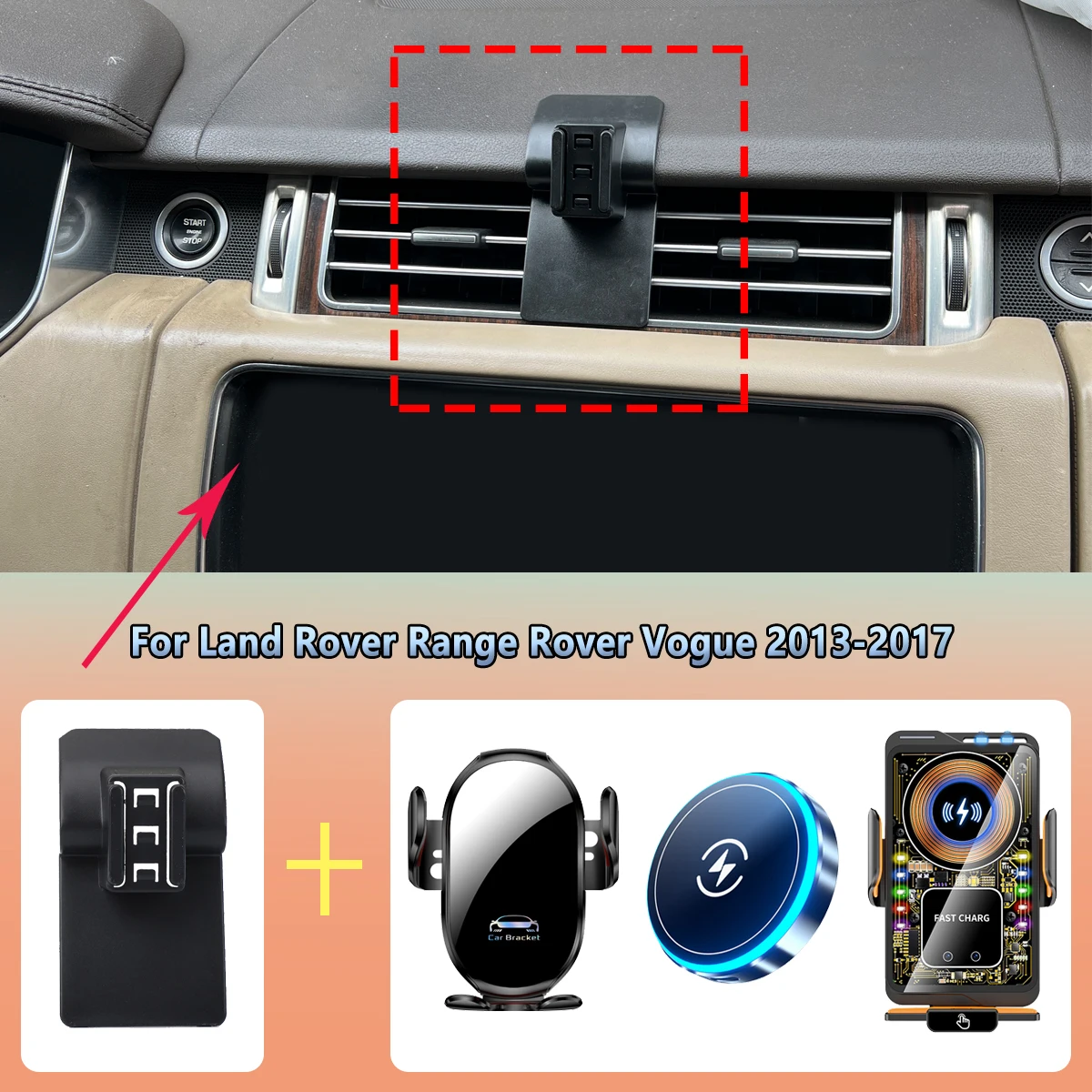 Suporte do telefone do carro para land rover range rover vogue 2013 2014-2017 carro de carregamento sem fio magnético para acessórios de montagem mags