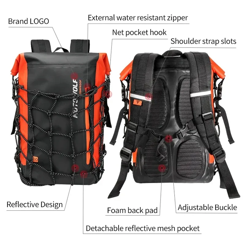 Motorcycle Backpack Men Women Waterproof Bag Full Face Helmet Backpack Rider Bag Reflective Travel Bag Motorcycle Helmet Bags