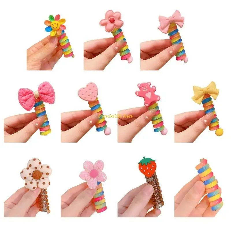 

WXTD Elastic Hair Ties for Kid Colorful Ponytail Scrunchies Telephone Wire
