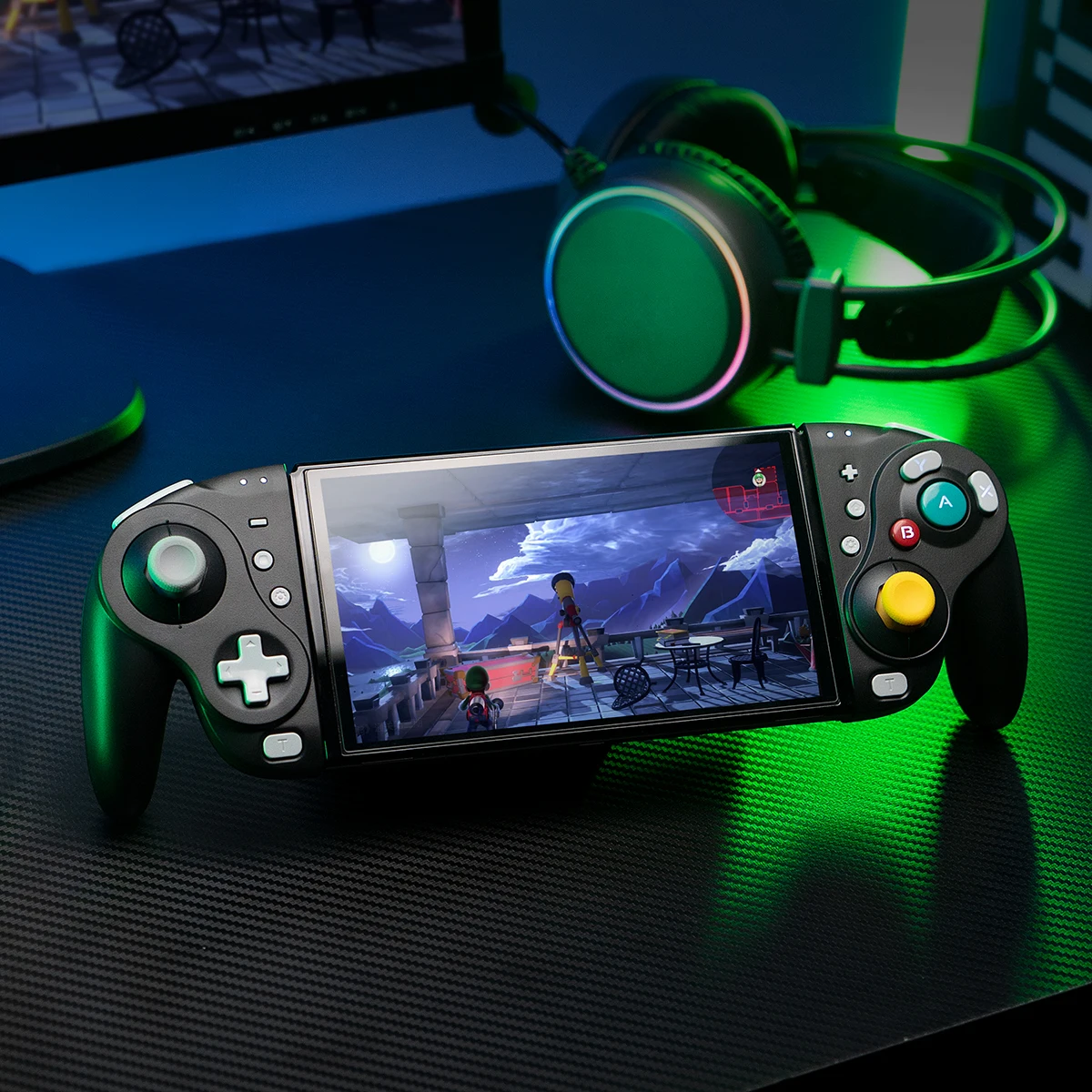 Controller di gioco wireless NYXI Wizard Hall Joystick Gamepad nero con luci RGB per controller PC Nintendo Switch