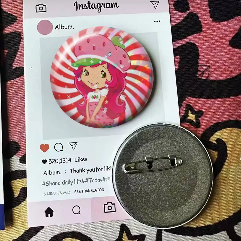 Cute S-Strawberry S-Shortcake-Girl   Badge 25 32 44 58 75 mm Round Fans Collect Friends Gifts Brooch Souvenir