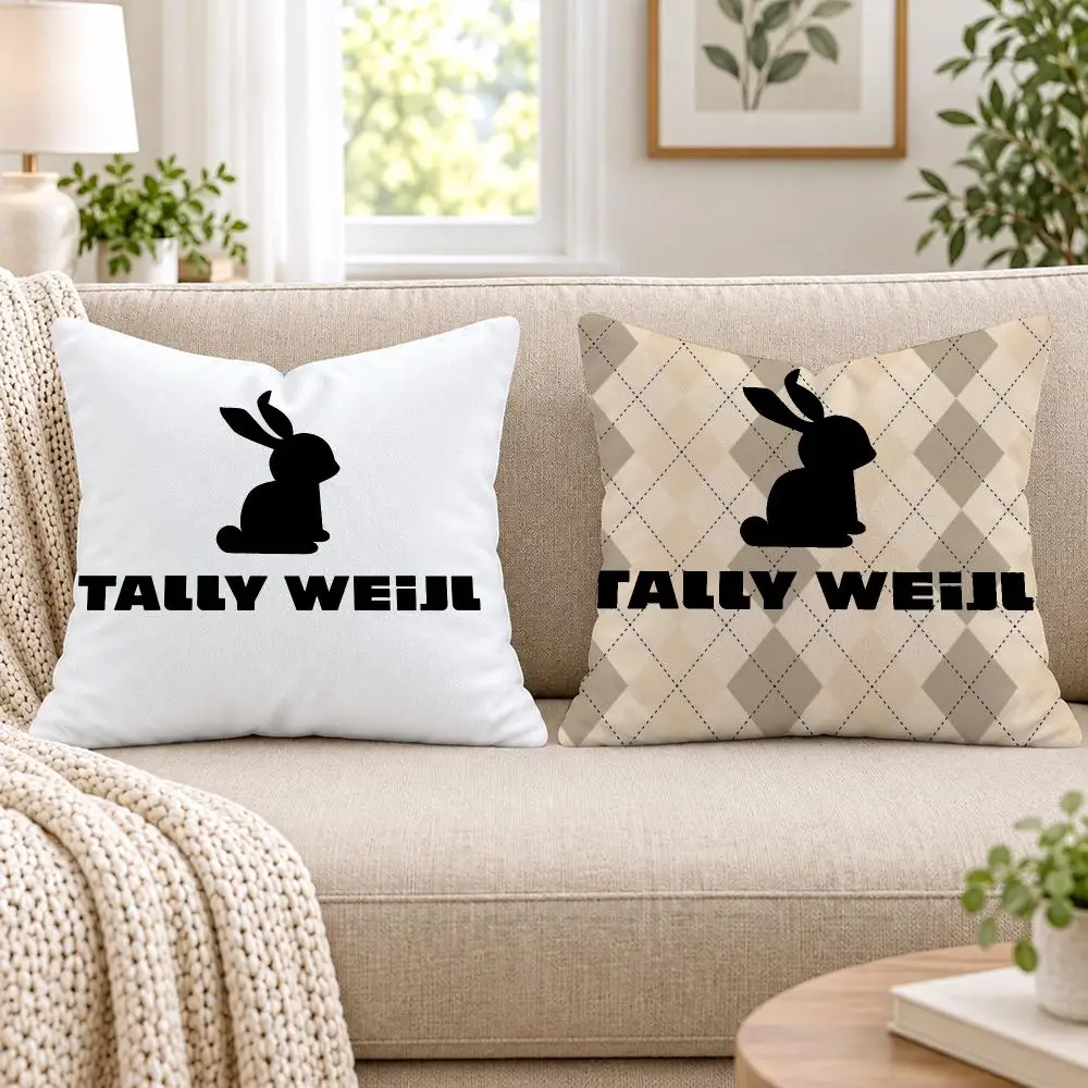 T-TallyS W-Weijl Cushion Cover Short Plush Double-Sided Printing Sofa Bedroom Pillow Case Aesthetic Home Decor
