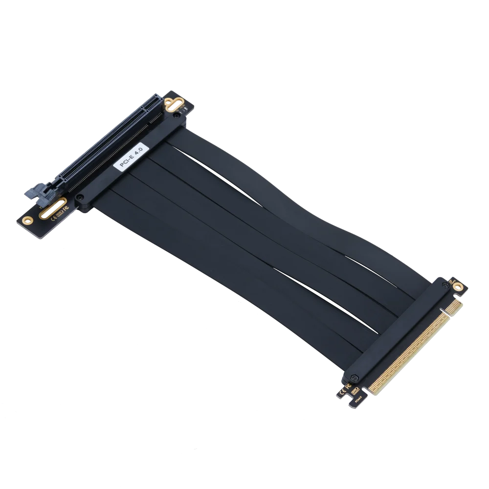 90° Right Angle Female PCIe 4.0 X16 GPU Extension Cable 400mm EMI Shielded Flexible High Speed Video Card Riser Cord