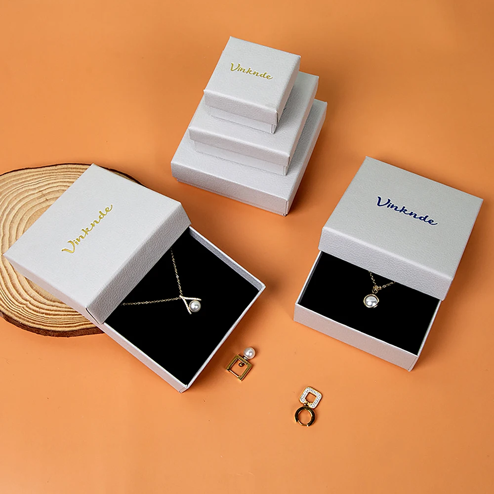 

24Pcs/Lot Bracelet Necklace Earrings Ring Jewelry Box with Logo Packaging Luxury Heaven and Earth Cover Jewelry Organizer Boxes