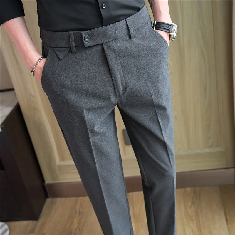 2024 Spring Fashion Slim Fit Men\'s Suit Pants Business Casual High Quality Office Pants Comfortable Elastic Waist Men\'s Clothing