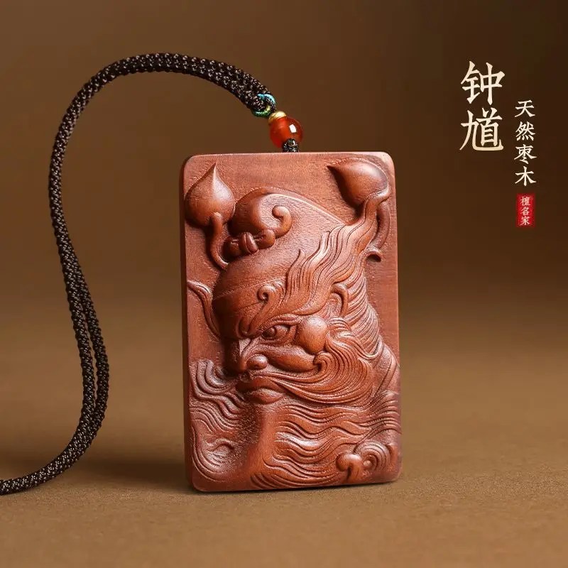 

Натуральный мармелад, резной даосский кулон Zhong Kui с благословением, унисекс, регулируемый брелок с подвеской, защитный амулет, духовный подарок