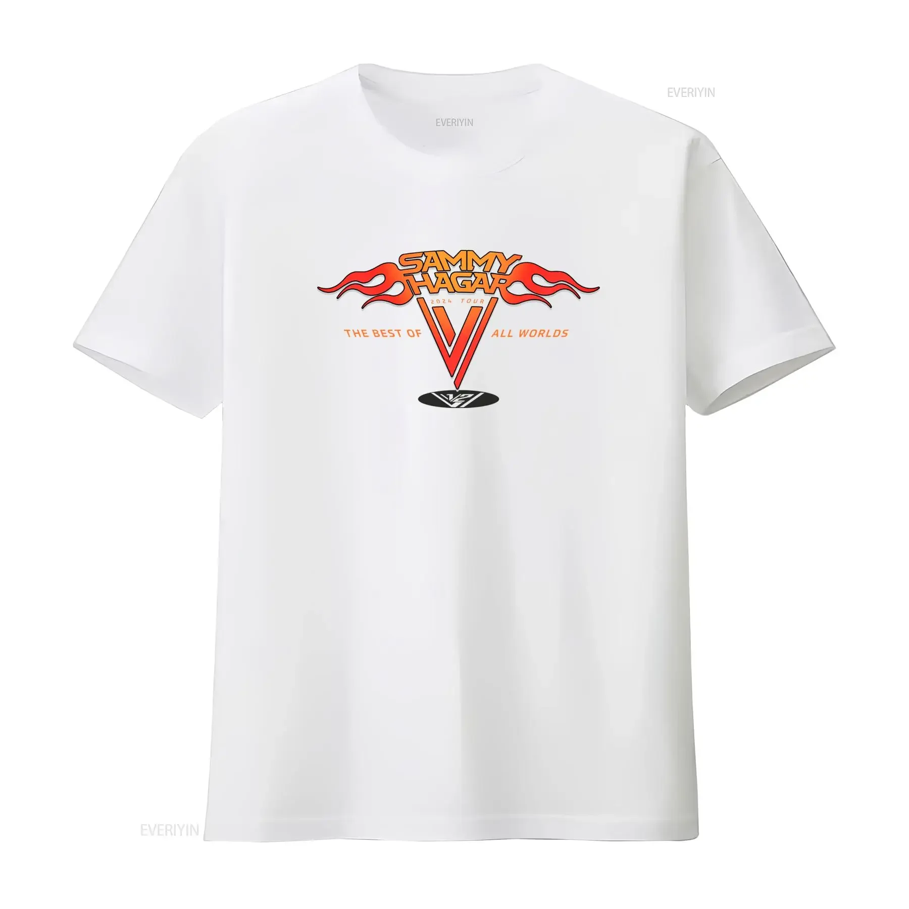Sammy Hagar 2024 The Best Of All Worlds Tour T Shirt Fashion Flame Design vintage Washed Stretched Top For Everyday Wear Soft