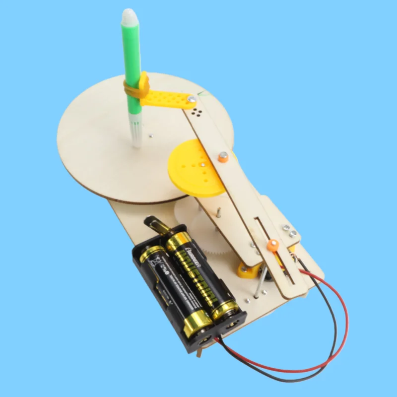 DIY Creative wooden electric plotter Drawing Robot STEM Kids Model Automatic Painting Science Electronics Kits Experiment