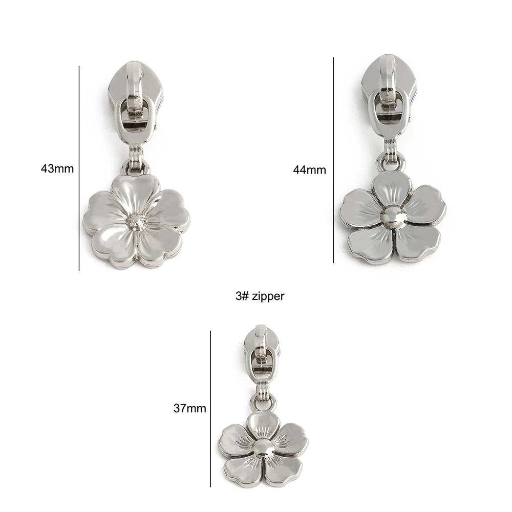 10/40/100PCS 3# 5# Flower Shaped Zipper Pulls For Multi-Color Metal Zipper Charm Bag Purse Clothing Toy Box Hardware Accessories