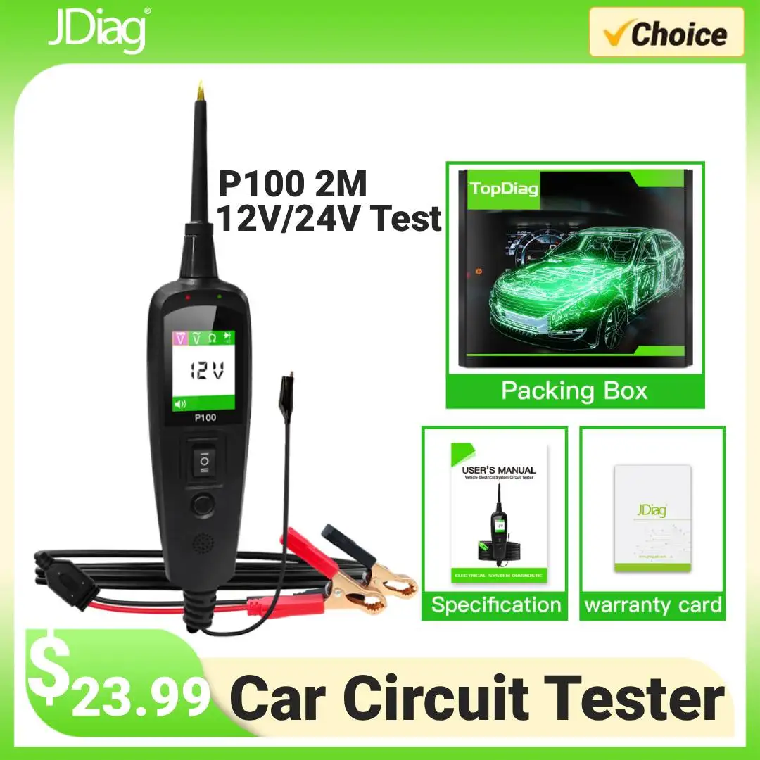 

Диагностический тестер TopDiag P100 12В/24В с зондом-щупом для проверки напряжения, цепей зажигания и аккумуляторов, замена инструмента Power Probe