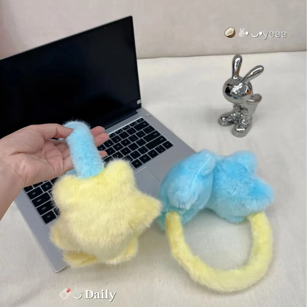 스타일리시한 별무늬 귀마개 따뜻한 대비색 푹신한 귀덮개 겨울 여성용 귀마개 추운 날씨용