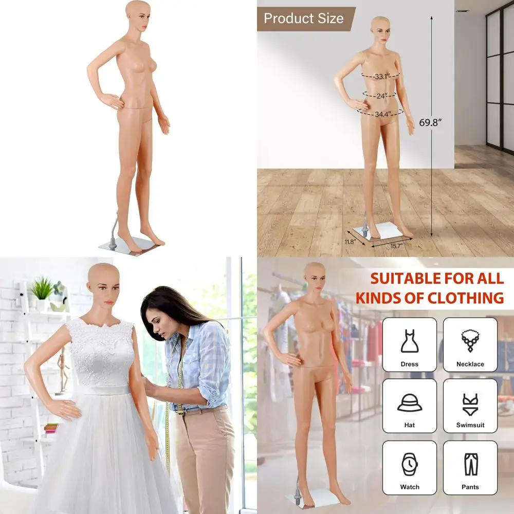 

69 Full-Body Female Mannequin with Adjustable Stand for Realistic Display and Dressing