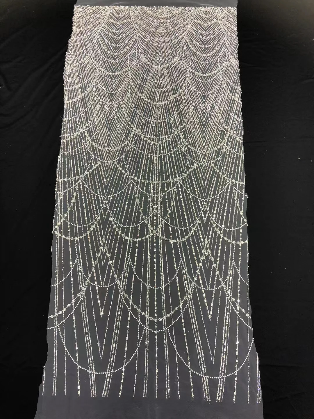 2023 High Quality African 5 Yards Net Lace Fabric French Bridal Luxury Embroidery Beaded Sequins Lace Fabric For Wedding