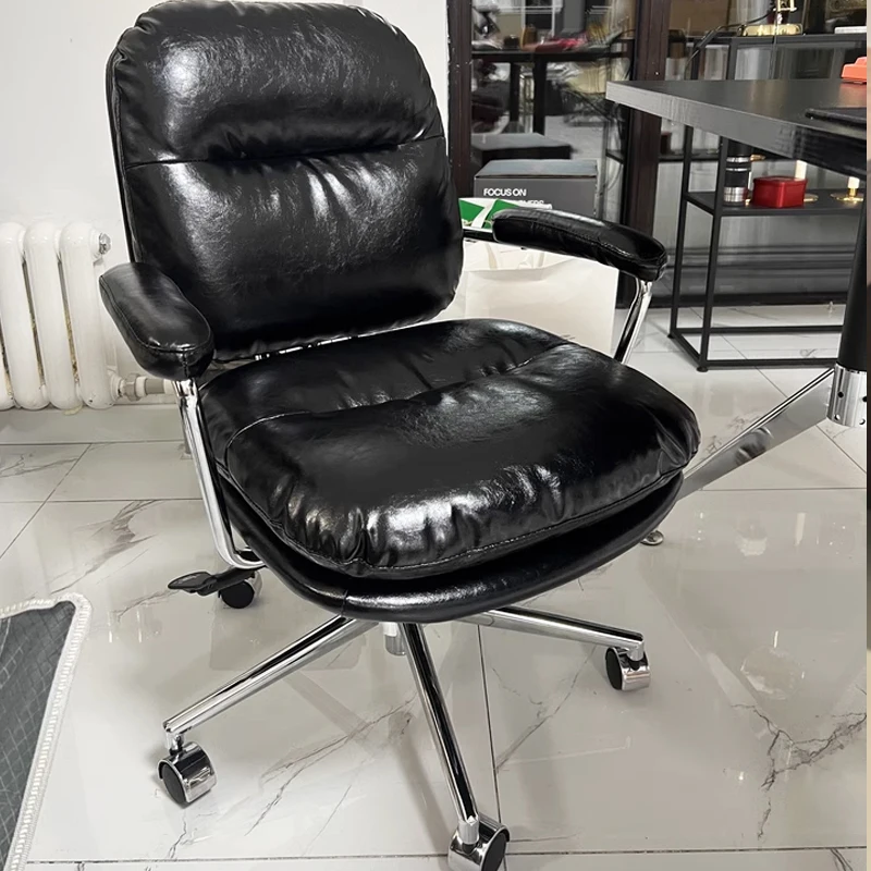 Leather Computer Nordic Chair Wheels Comfortable Designer Study Office Chair Desk Executive Silla