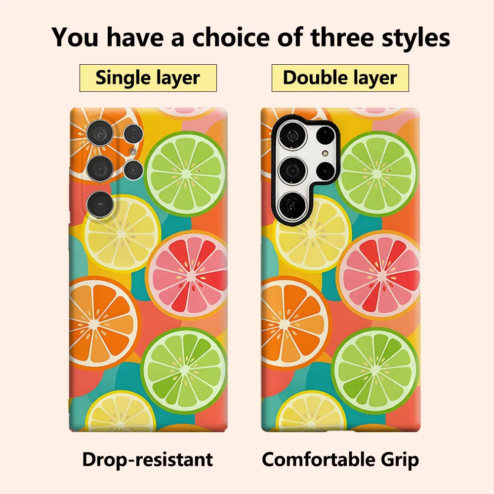 Colorful Citrus Slice Luxury Fashion Full Lens Protective Case for Samsung Galaxy S26 S25 S24 A56 A36 Plus Ultra