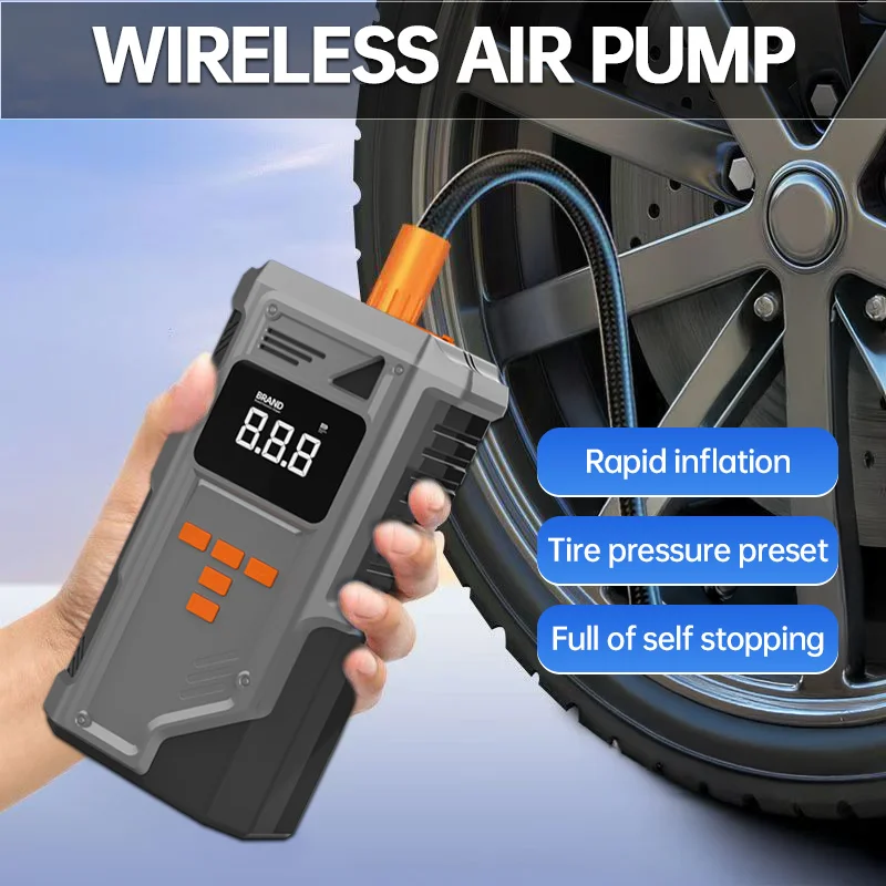 

Беспроводной автомобильный воздушный компрессор 5000A с функцией аварийного запуска двигателя, 12В, для быстрого запуска дизельных двигателей объемом 10.0 л.