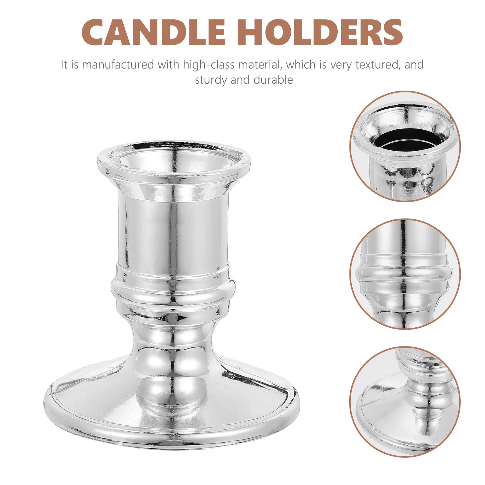 

20Pcs High Quality Silver Plastic Candle Holders Beautiful Electronic Pillar Base For Festival Decor