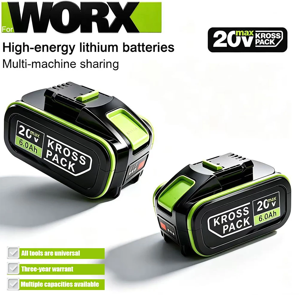 WORX Original 20V 6Ah 8Ah Battery WA3014 WA3551 WG630 WG629 WX372 WX390 WX394 WX550 WX523 WX802 WX858 WX900 Power Tool Battery
