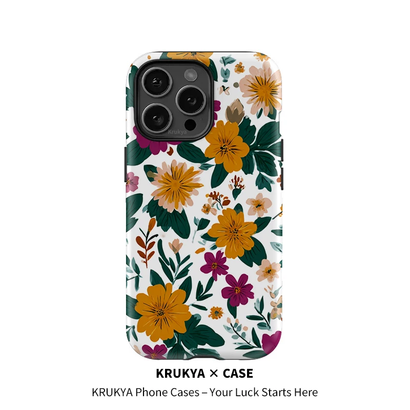 

Krukya Flowers Pattern Phone Case For iPhone 15 14 12 13 Pro Max 11 XR XS X 14 16 Plus SE 2020 Luxury Shockproof Soft Cover