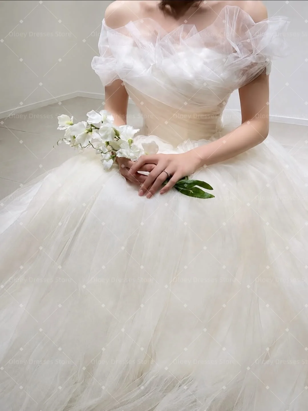 OLOEY 2026 Simple Soft Tulle A Line Wedding Dresses Korea Photo shoot Bolero Puff Bridal Gowns Customized Classic Plus Size