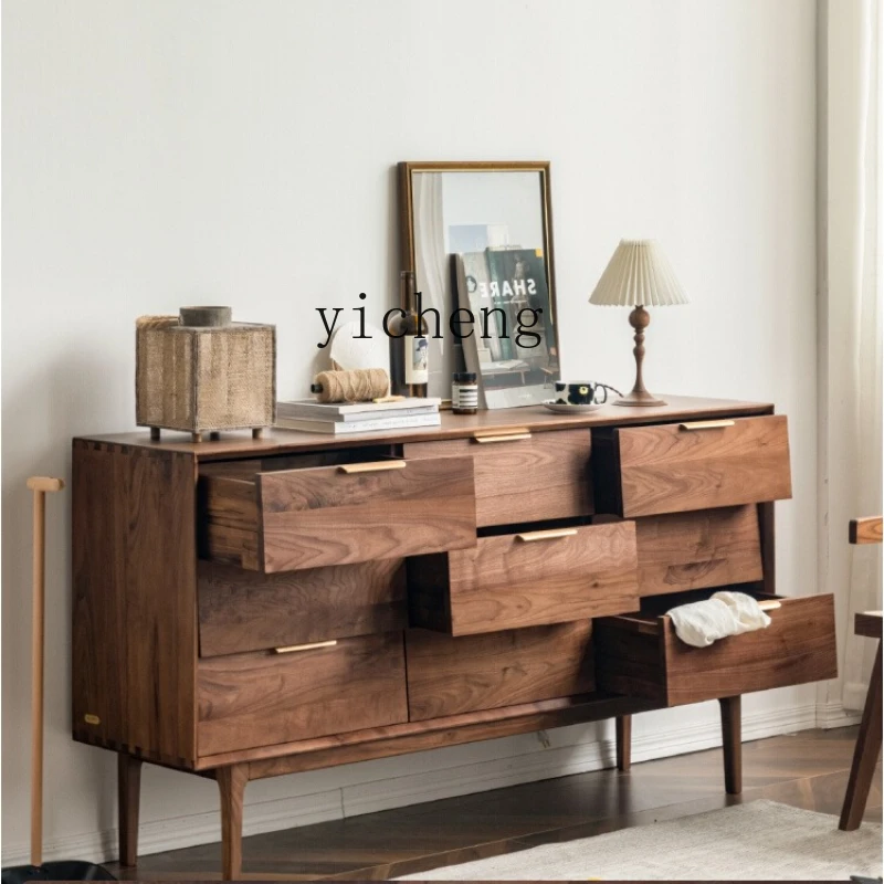

ZK solid wood nine chest cabinet modern simple bedroom locker Nordic storage light luxury drawer cabinet accessories