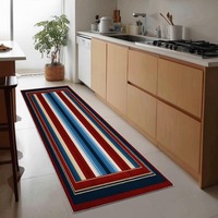 American Striped Print Runner Rug Modern Home Decor Water Absorbent Carpet Kitchen Non-Slip Mat Geometric Hallway Interior Rug