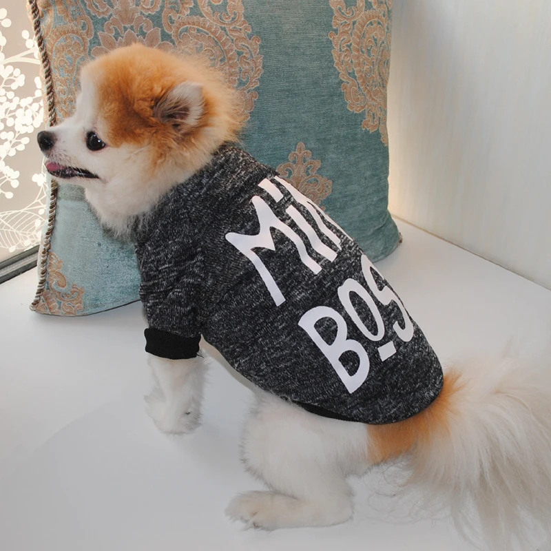 Winter Fleece Pet Dog Clothes Fashion Letter Print Cats Dogs Sweater Chihuahua Clothing French Bulldog Coat Jacket Pet Outfit