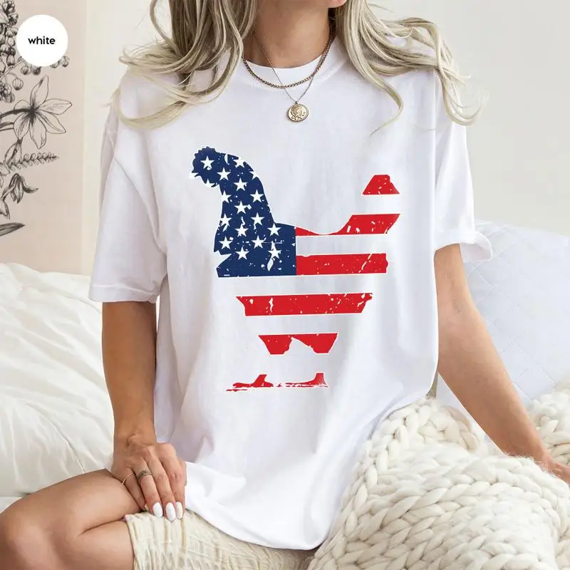 

Футболка с курицей «Четвертое июля» Американская патриотическая Америка День независимости в стиле ретро