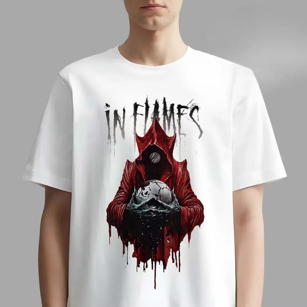 

In Flames Band Graphic Cotton T-shirt Unisex Men Women Fans Essentials Short Sleeve Tops Fashion Brand Summer Casual Daily Tee