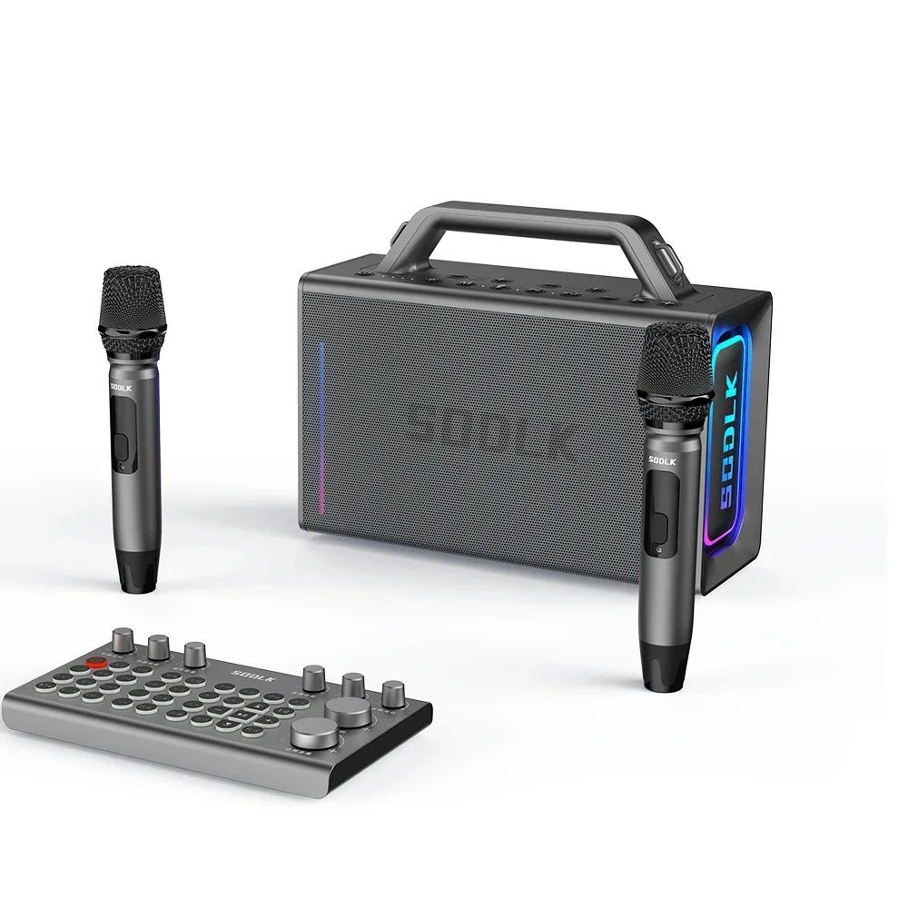 

SODLK S1116 200W Portable Karaoke Machine With Mixer Combo And 2 Wireless Microphones For Adults Instrument PA System For Party