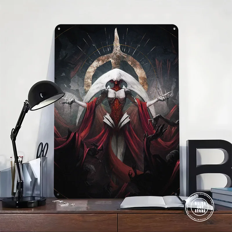 Elesh Norn V2 ملصق معدني علامات القصدير جدار الفن الديكور ديكورات غرفة النوم علامة معدنية مخصصة للديكور المنزل ديكور الرجعية