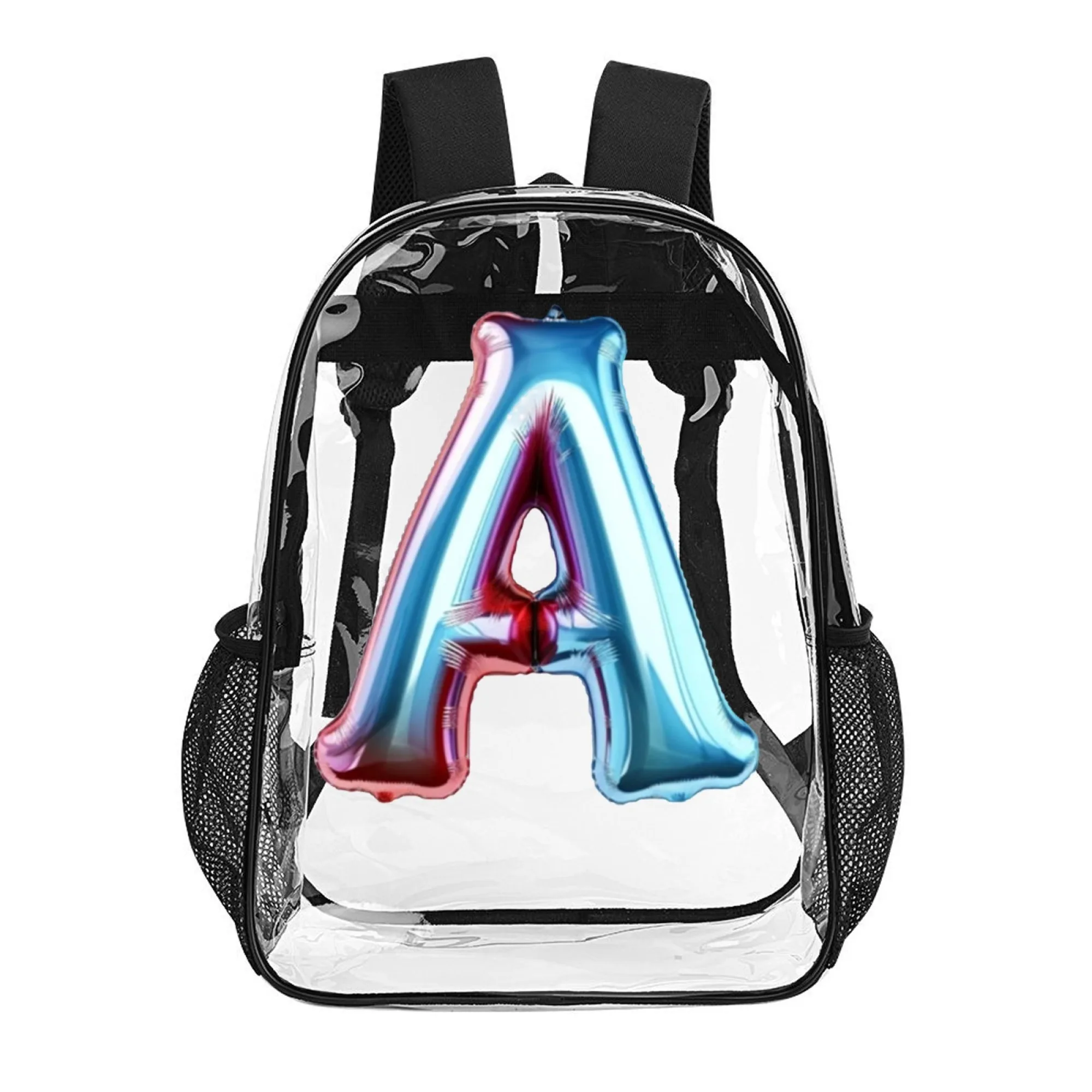 

16 in PVC Clear Backpack, Transparent Bag with A Letter Balloon - Style Design, Perfect Gift for School, Daily Use & Parties