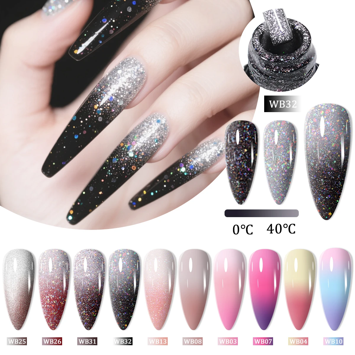 FTMY 5-delige 7ml herfstkleur hete gel nagellakset, temperatuur kleurveranderende gelnagelset, nagelbenodigdheden, nagelbenodigdheden,