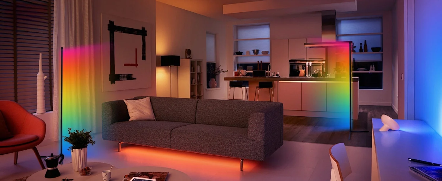 RGB LED Smart Modern Floor Lamp Music Synchronization 16 Million DIY Color Change Suitable for Gaming Room Parties, Etc.