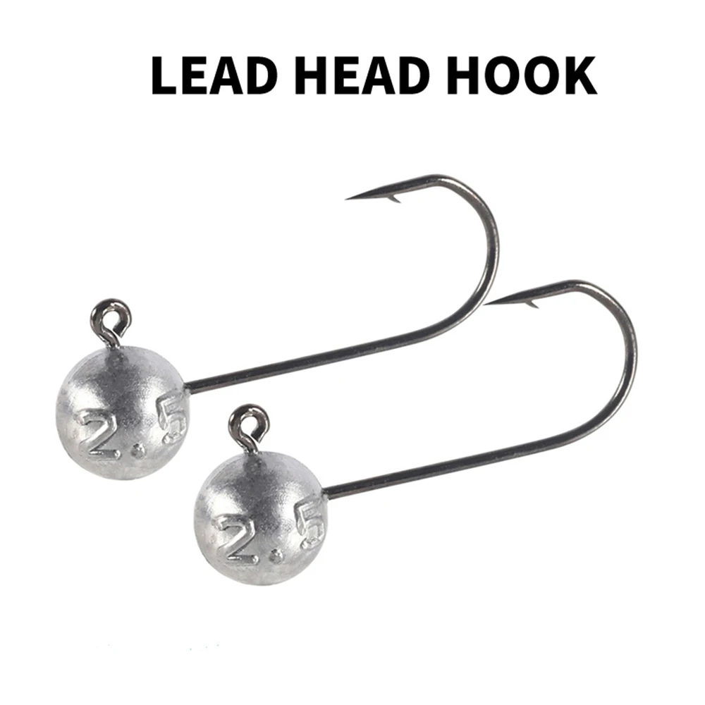 ORJD 10pcs Crank Jig Lead Head Fishing Hook 0.5g 1g 1.5g 2g 2.5g 3g 5g 7g 10g 14g Soft Silicon Lure Fishhooks Fishing Track Tool