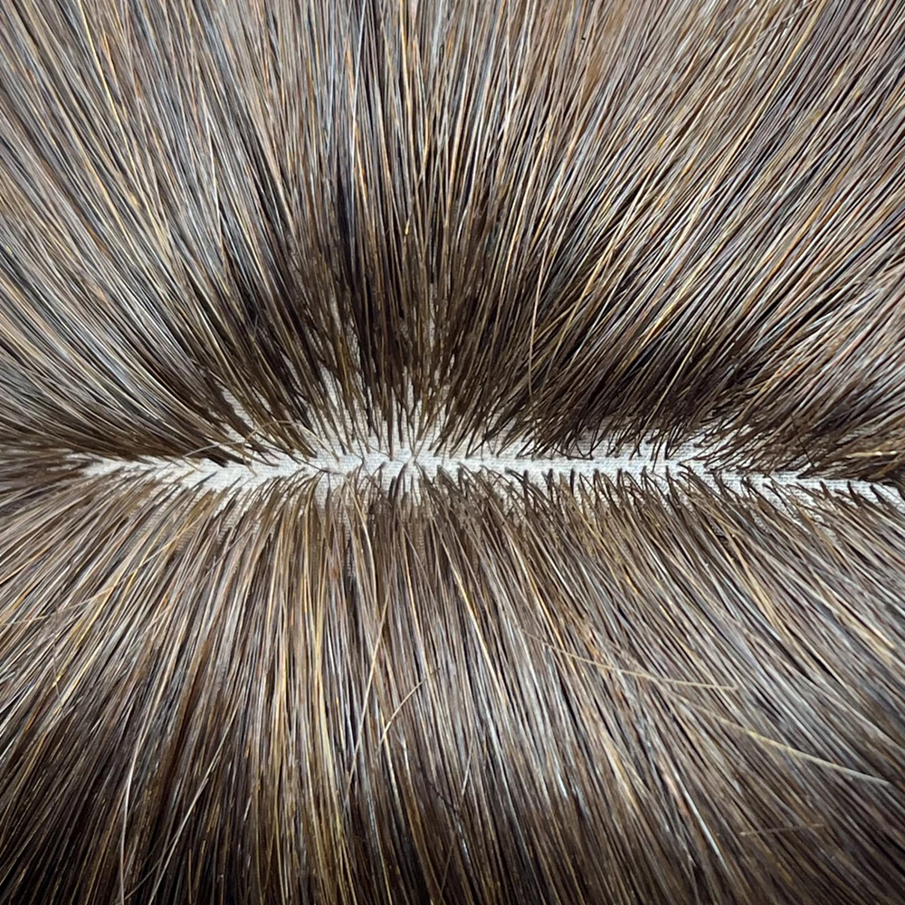 Satifresion الحرير Base7x8 الشعر البشري توبر للنساء الجزء الأوسط كليب في الشعر المستعار مع 3D الهواء بانج الشعر 10 بوصة مستقيم الشعر #6