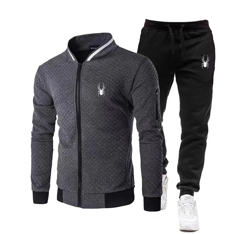 

Autumn and Winter 2025 new Men's zipper stand-up collar jacket + jogging pants 2-piece outdoor fashionable men's sportswear set