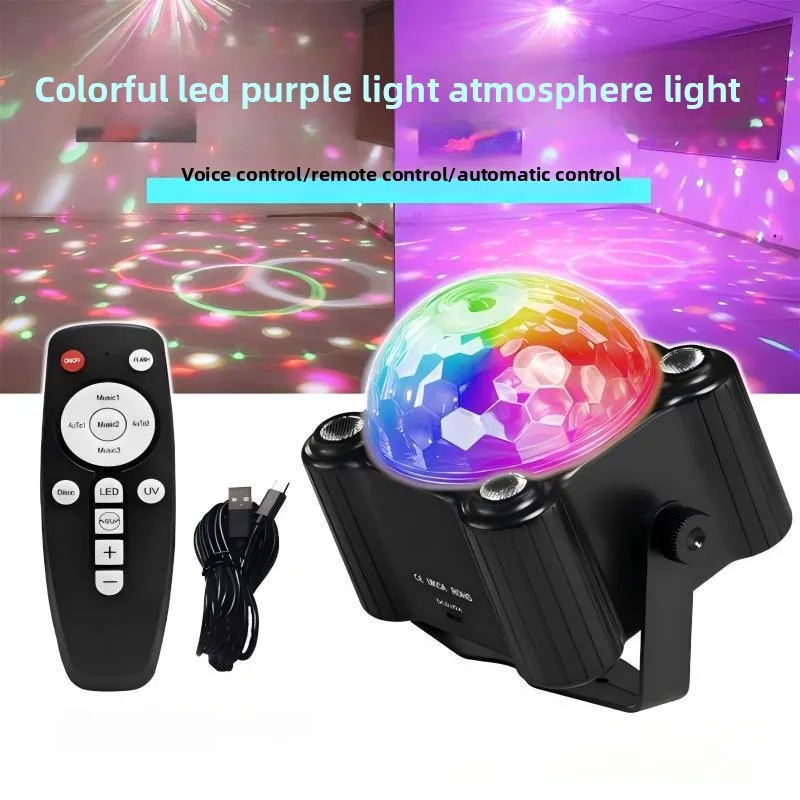 

New Colorful LED Stage Light KTV Family Atmosphere Light Strobe Voice-activated Magic Ball Flash