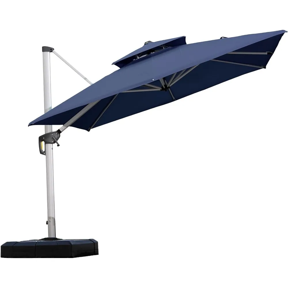 

9ft Patio Umbrella Outdoor Square Umbrella Large Cantilever Umbrella Windproof Offset Heavy Duty Sun, Navy Blue