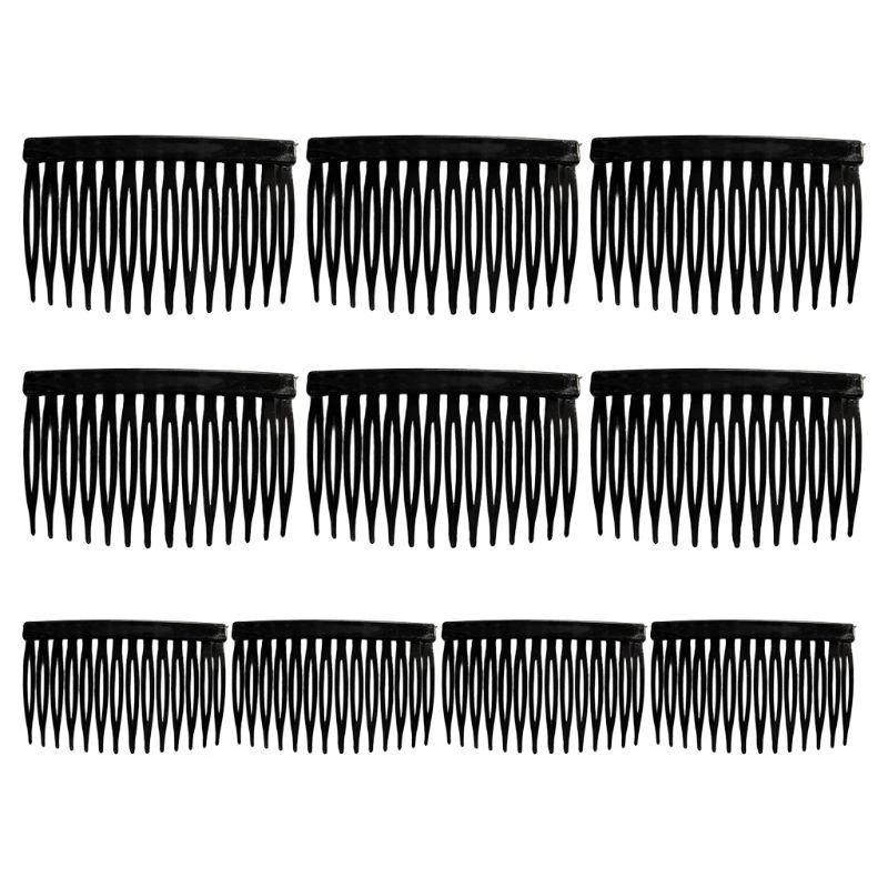 A52E 10 Pcs/set Bride Veil Comb Plastic Black White Transparent Fork Combs