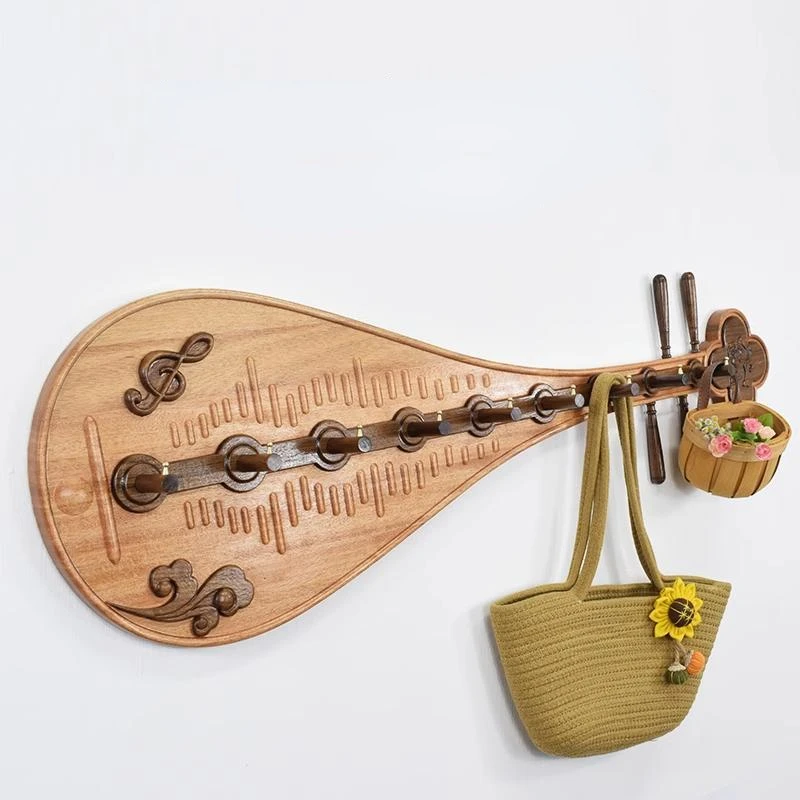 

Creative Vintage Musical Instrument Wall Hanger Coat Rack Home Entrance Solid Wood Coat Hat Hook Stand Luxury Coat Hanger