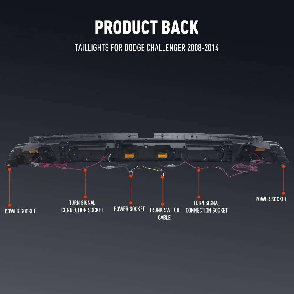 زوج من أضواء خلفية LED لدودج تشالينجر 08-14 DRL عكس الفرامل تحول إشارة التوصيل والتشغيل مجموعة مصابيح الذيل الخلفي للسيارة #4
