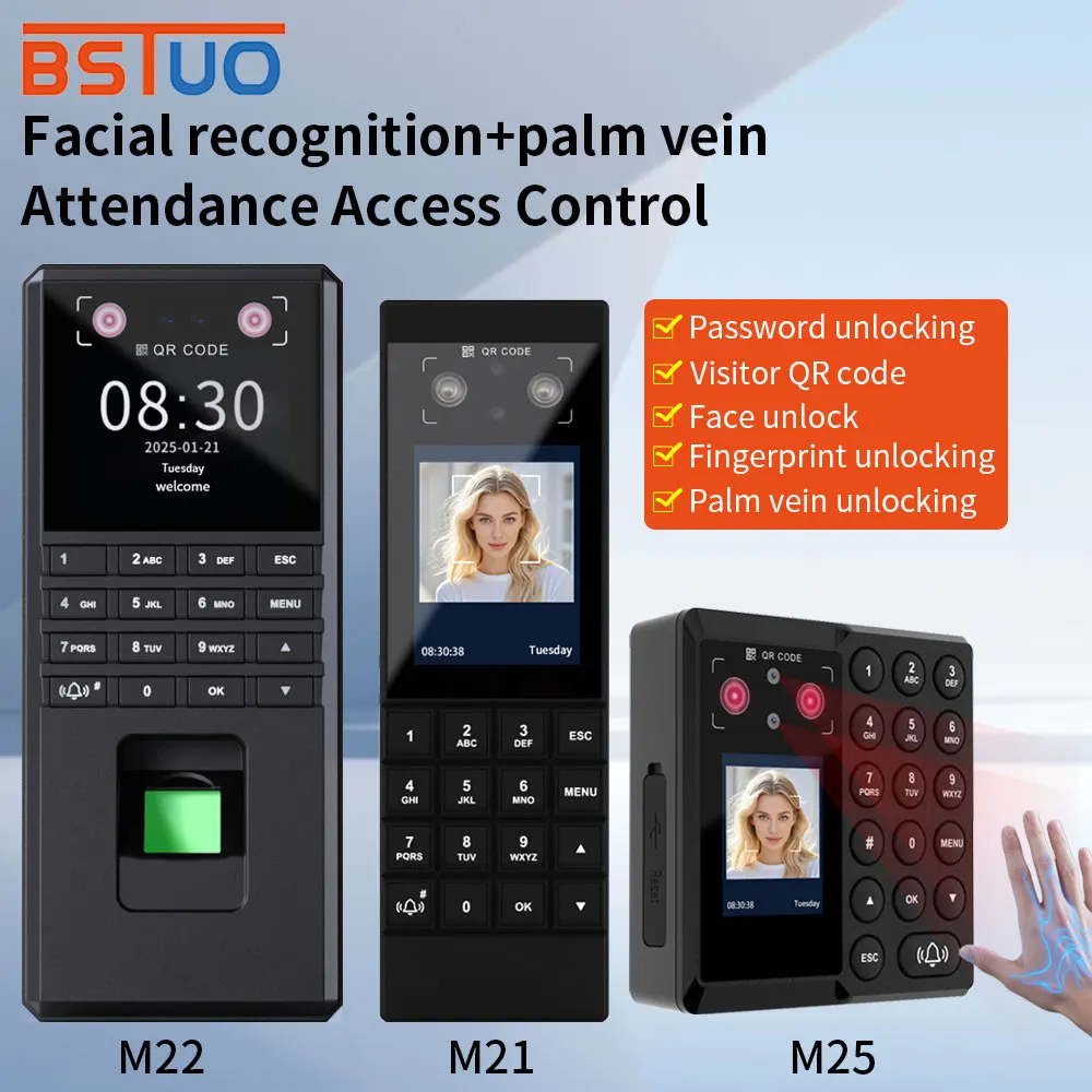 Bluetooth Palmar Vein New Design Attendance For APP Management Office Building USB export record 3000 Fingerprint Password
