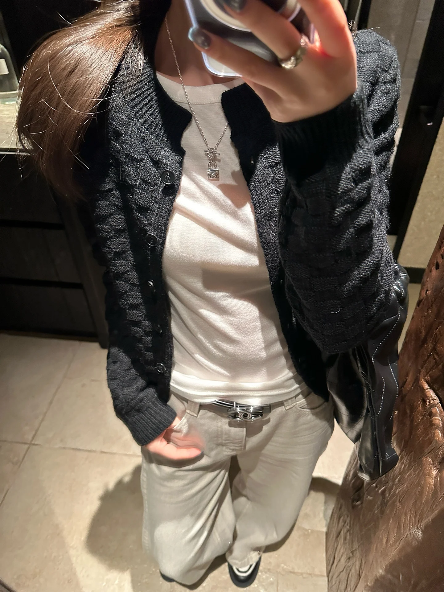 

Ele Bla Textured Sweater Cardigan Heydle Brand Soft Knitted Nylon Wool Blend Long Sve round Ne ort Sle for Women