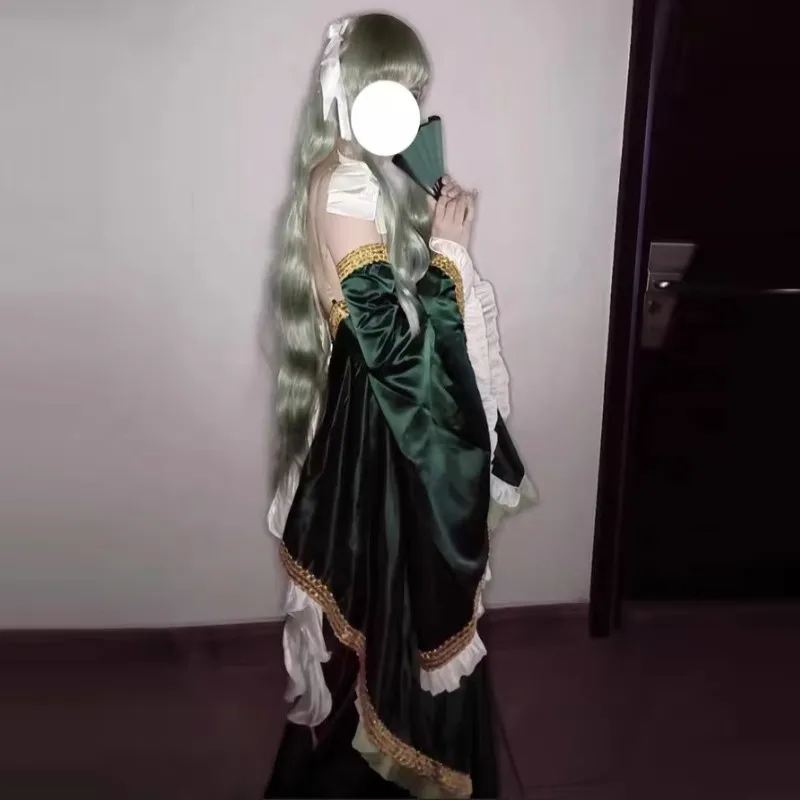 Anime CODE GEASS Lelouch of The Rebellion C.C. Cosplay Costume Halloween Deep Blue Women party full dress Floor length Skirt Wig